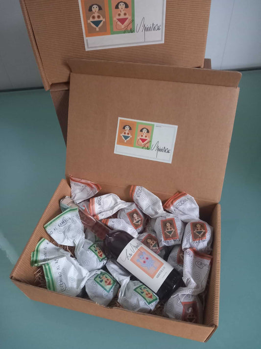 Box Regalo con cioccolatini e bottiglia